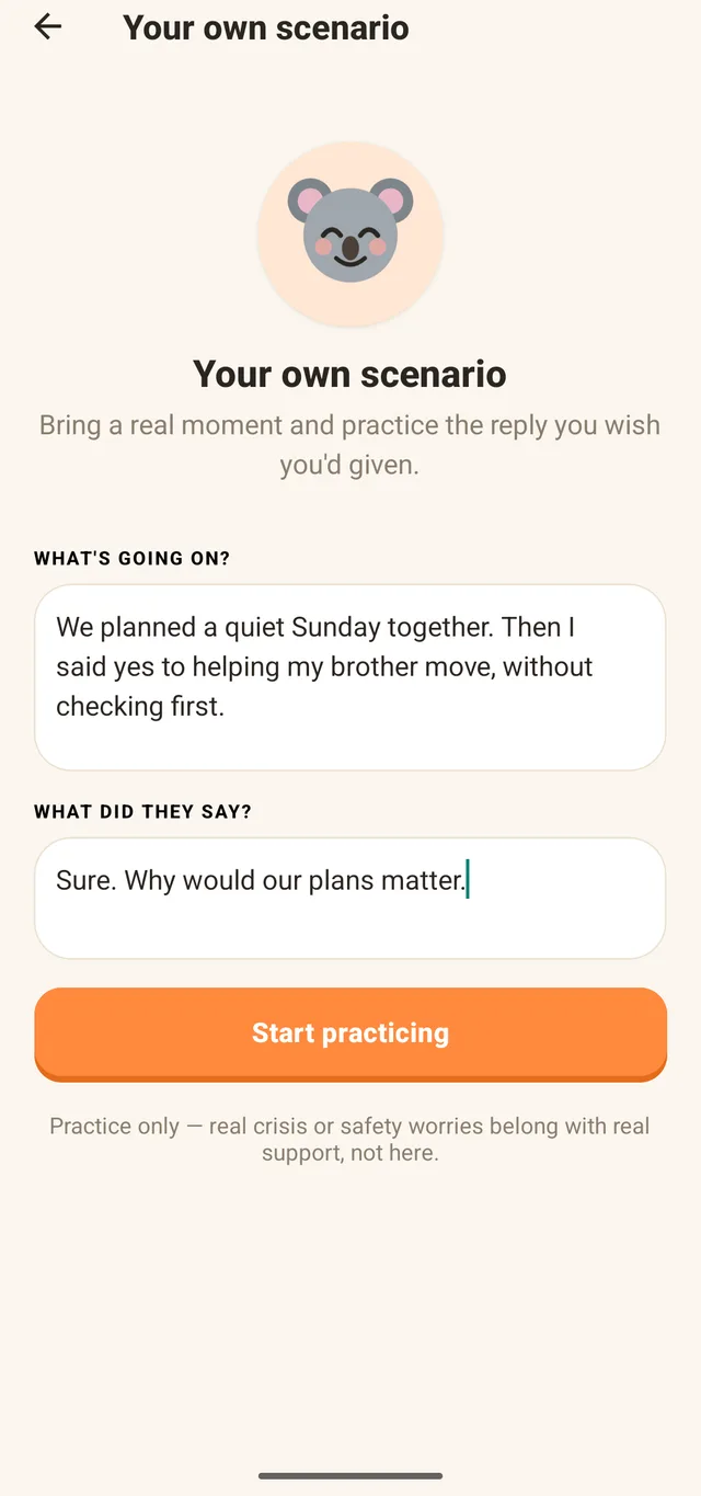 Your own scenario form